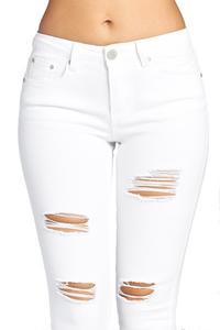 Distressed White Jeans