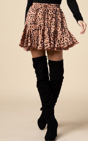 Leopard Skirt-Brown