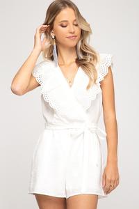 Lace Sleeve Romper - OFF WHITE